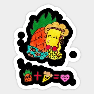 Pineapple + Pizza = Love Sticker